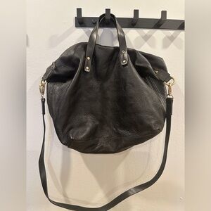 Elegant Black Leather Tote Bag